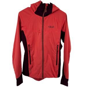 Rab Alpha Flux Jacket Polartec Mid Layer Zip Up Lightweight Outdoor Hike Coral S